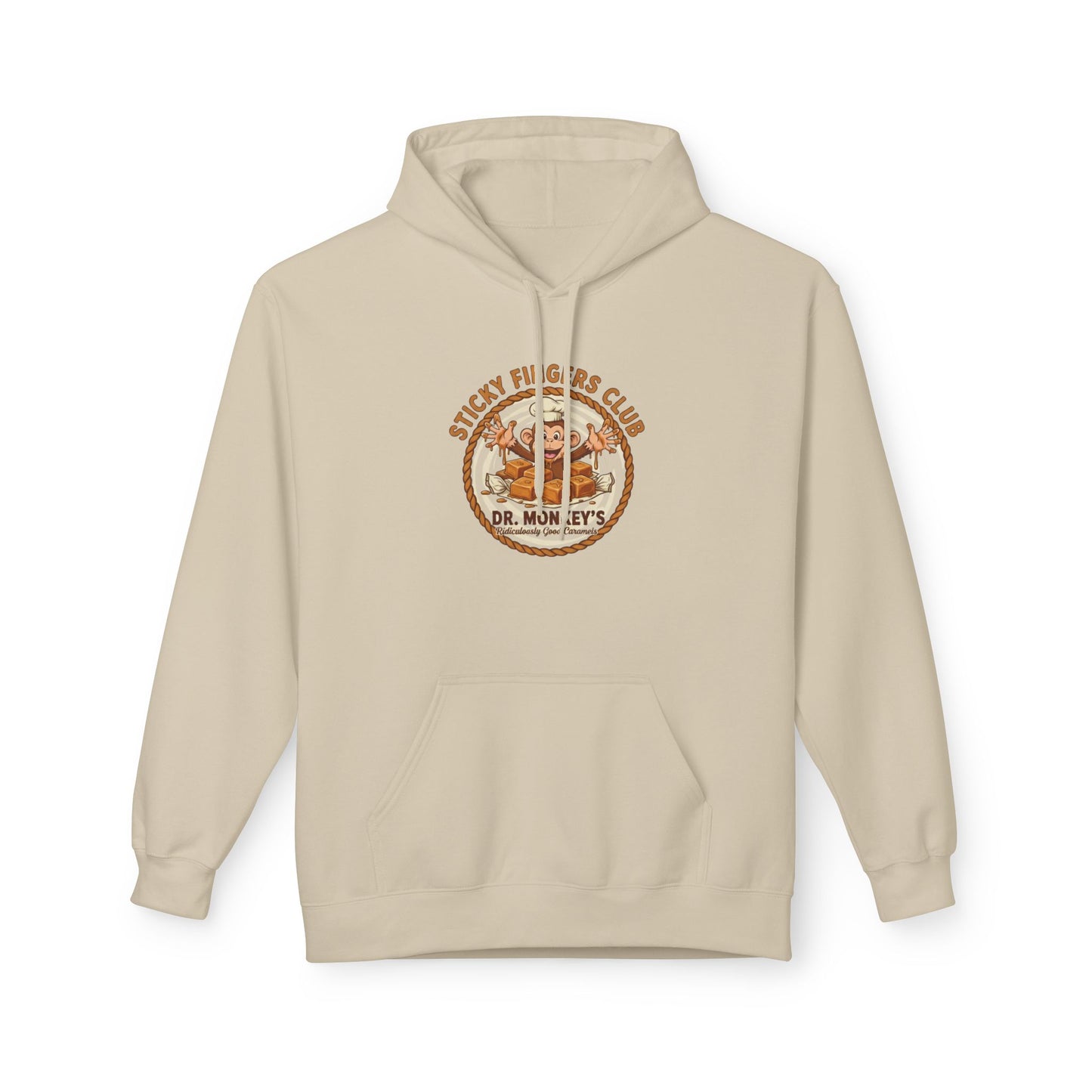Dr. Monkey’s Ridiculously Good Caramels Hoodie — Vintage Candy Brand Pullover