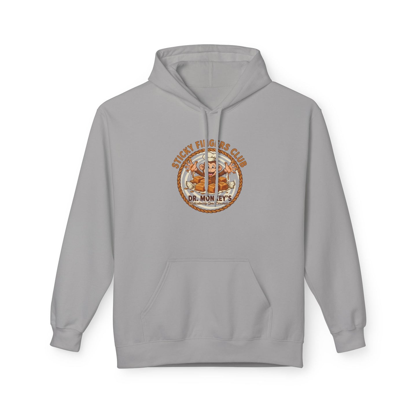 Dr. Monkey’s Ridiculously Good Caramels Hoodie — Vintage Candy Brand Pullover