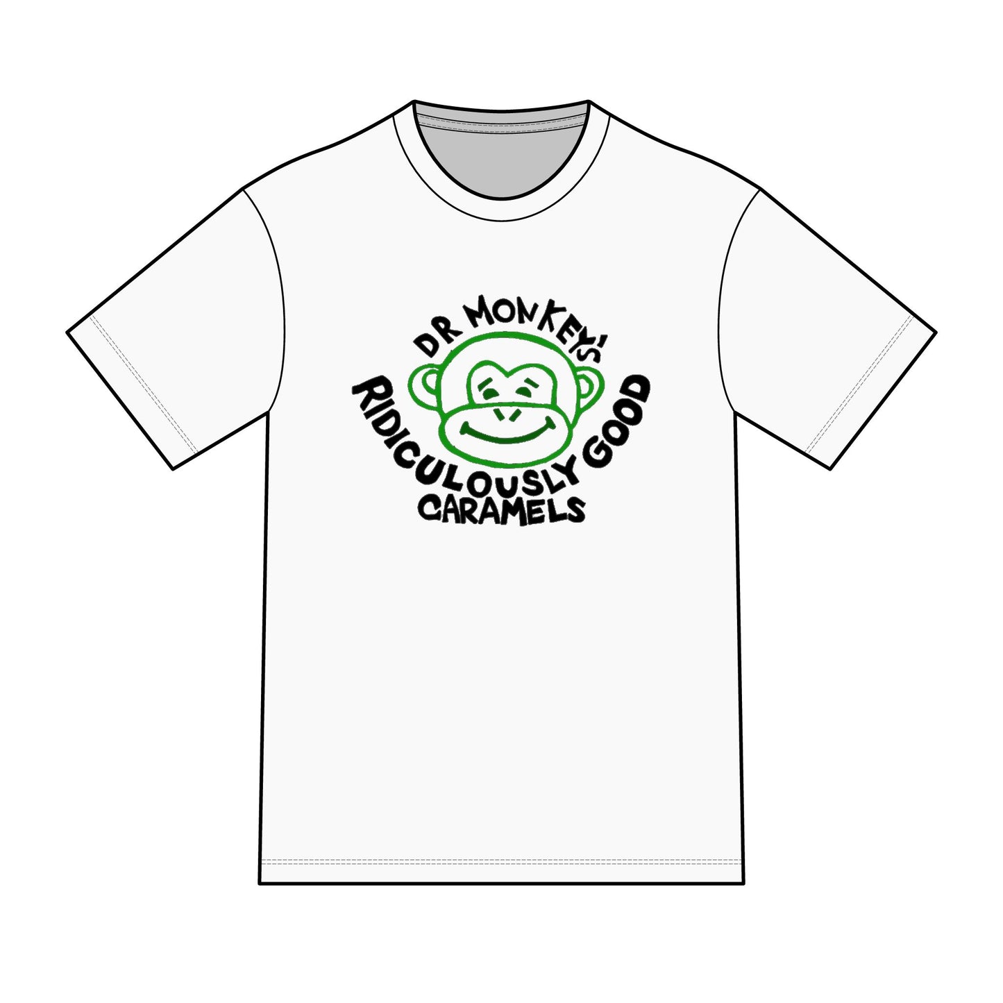 Dr. Monkey's Ridiculously Good Caramels T-Shirt | Retro Monkey Candy Logo