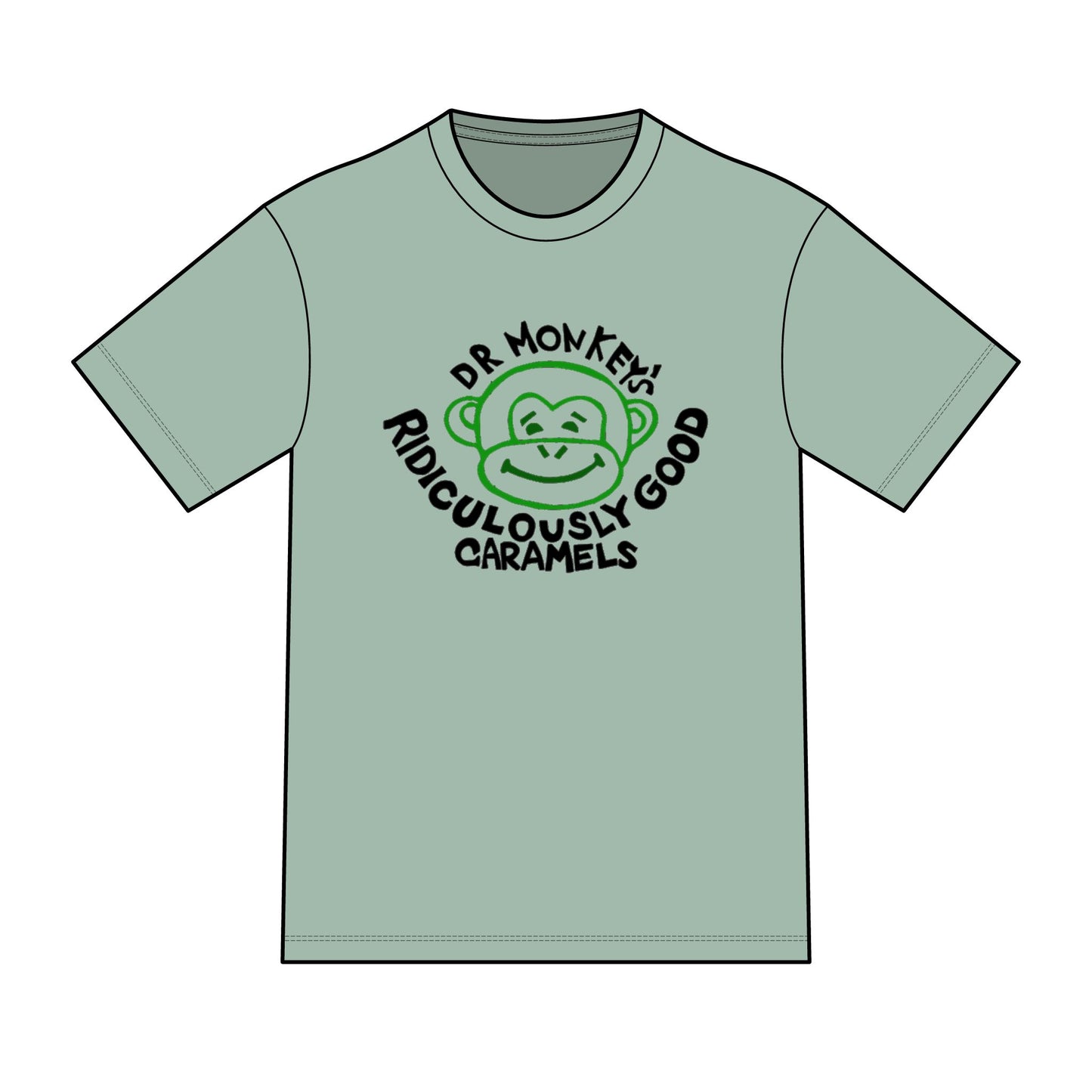 Dr. Monkey's Ridiculously Good Caramels T-Shirt | Retro Monkey Candy Logo