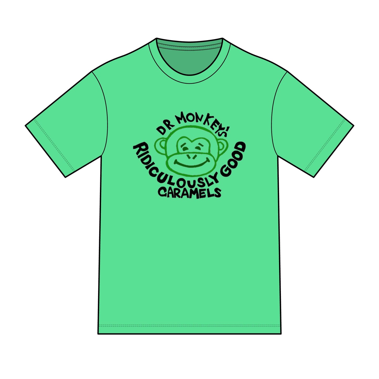 Dr. Monkey's Ridiculously Good Caramels T-Shirt | Retro Monkey Candy Logo