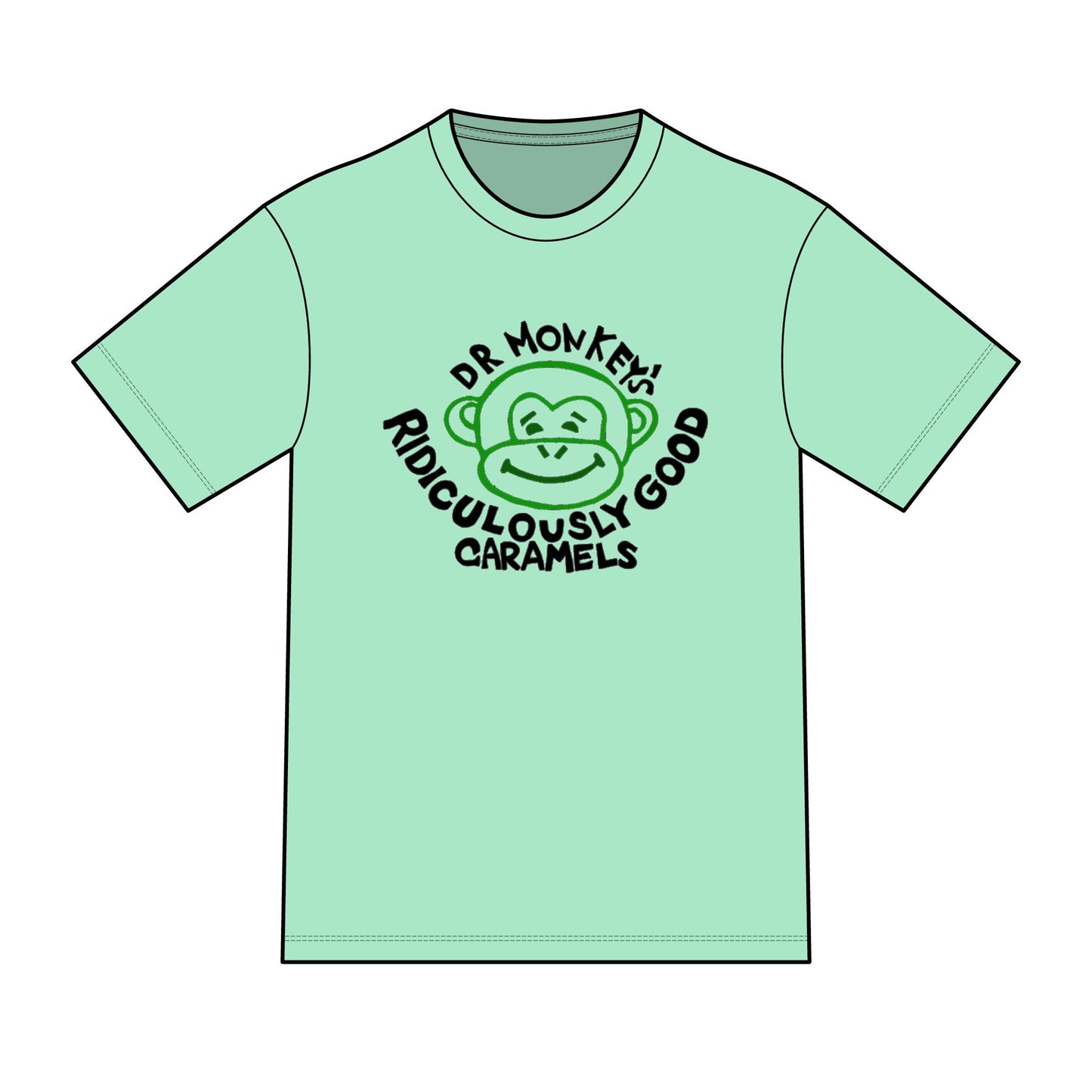 Dr. Monkey's Ridiculously Good Caramels T-Shirt | Retro Monkey Candy Logo