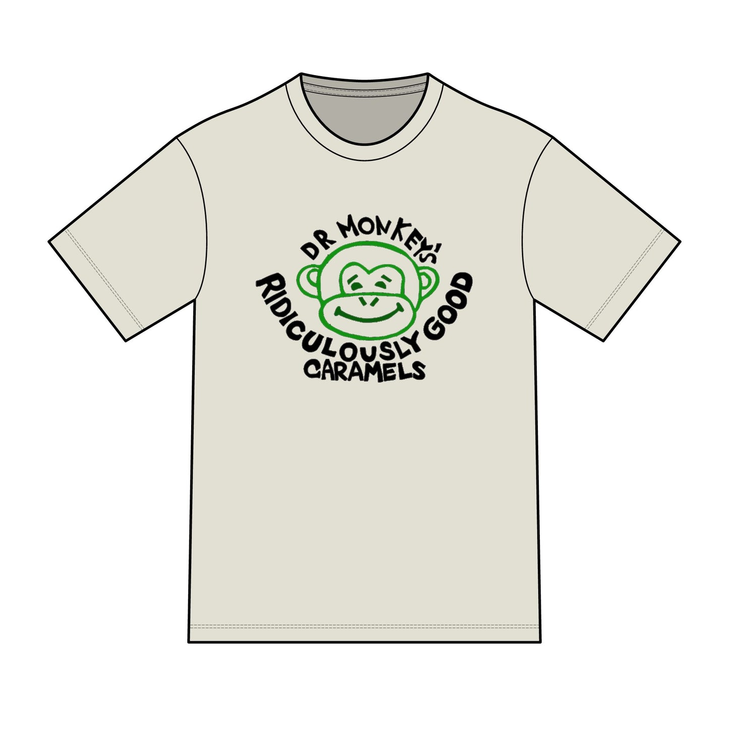 Dr. Monkey's Ridiculously Good Caramels T-Shirt | Retro Monkey Candy Logo