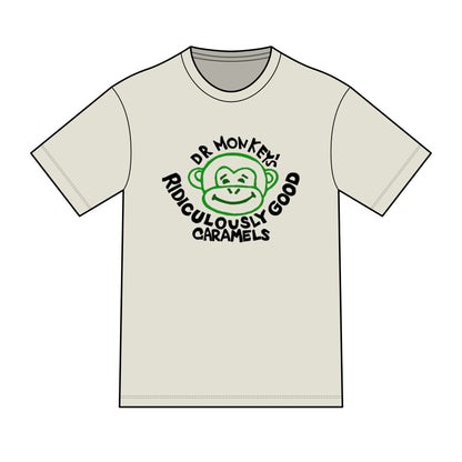 Dr. Monkey's Ridiculously Good Caramels T-Shirt | Retro Monkey Candy Logo