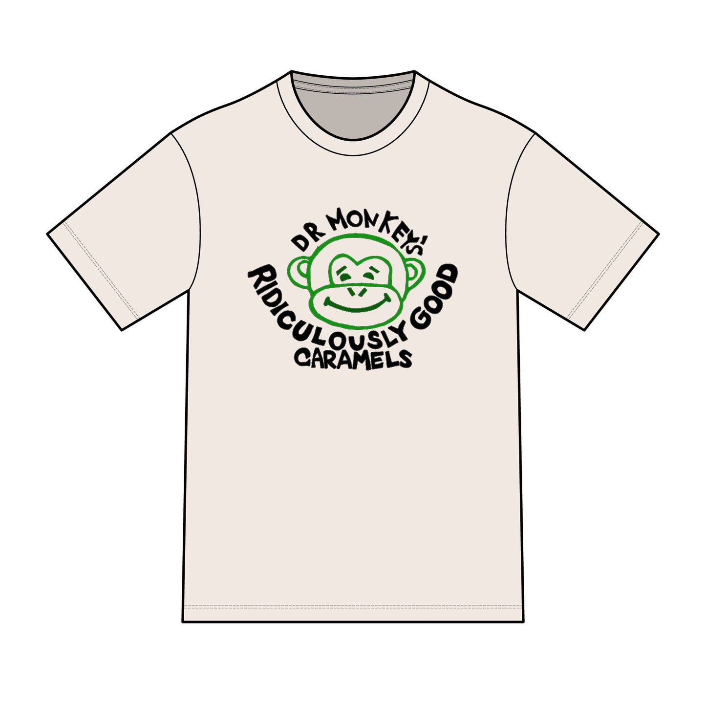 Dr. Monkey's Ridiculously Good Caramels T-Shirt | Retro Monkey Candy Logo