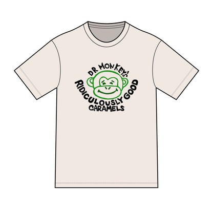 Dr. Monkey's Ridiculously Good Caramels T-Shirt | Retro Monkey Candy Logo