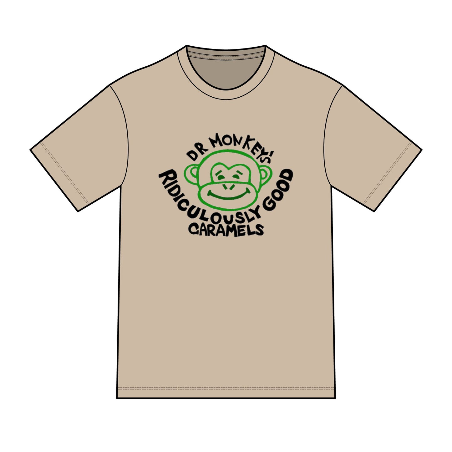 Dr. Monkey's Ridiculously Good Caramels T-Shirt | Retro Monkey Candy Logo