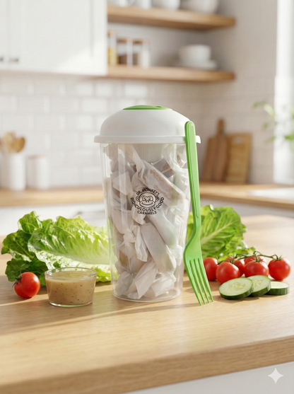 Salad Shaker with half pound of caramel
