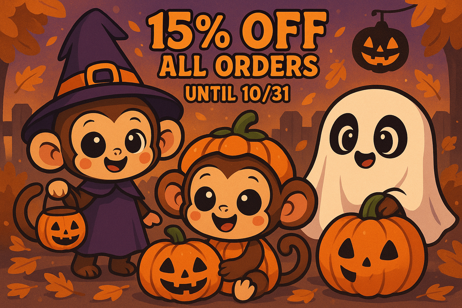 Halloween Cartoon Monkey Sale Ad